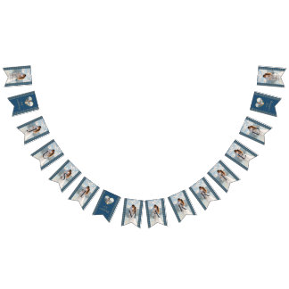 Bannière À Fanions Mariage personnalisé Gold & Blue pois