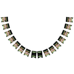 Bannière À Fanions Mariage tropical Green Palm Feuilles noir photo