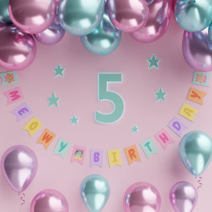 Bannière À Fanions Meowday Birthday Cute Rainbow Cats