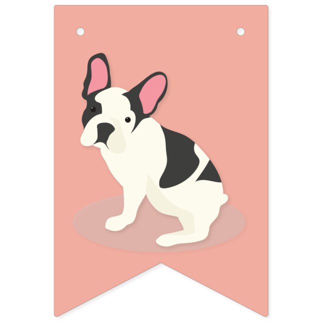 Bannière À Fanions Mignonne Chien-taureau français. (Premier drapeau)