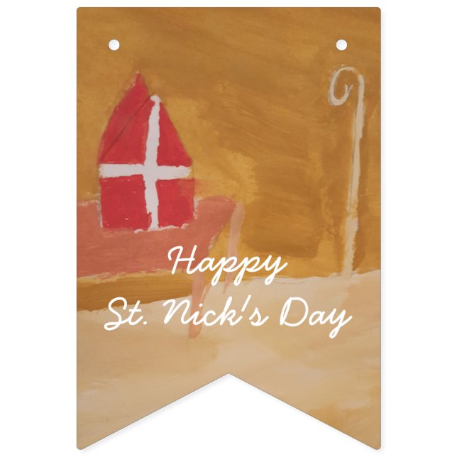 Bannière À Fanions Mitre d'aquarelle de Sinterklaas de Néerlandais de (Premier drapeau)