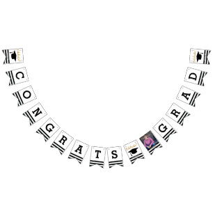 Bannière À Fanions Modern Graduation Bunting Class of 20XX Grad Photo