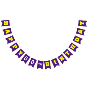 Bannière À Fanions Modifier votre âge sur PURPLE Joyeux anniversaire