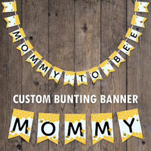Bannière À Fanions Mommy To Bee Baby shower Aquarelle Bumble Bees