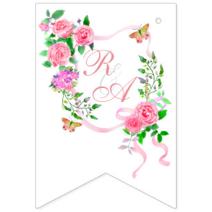 Bannière À Fanions Monogramme rose rose