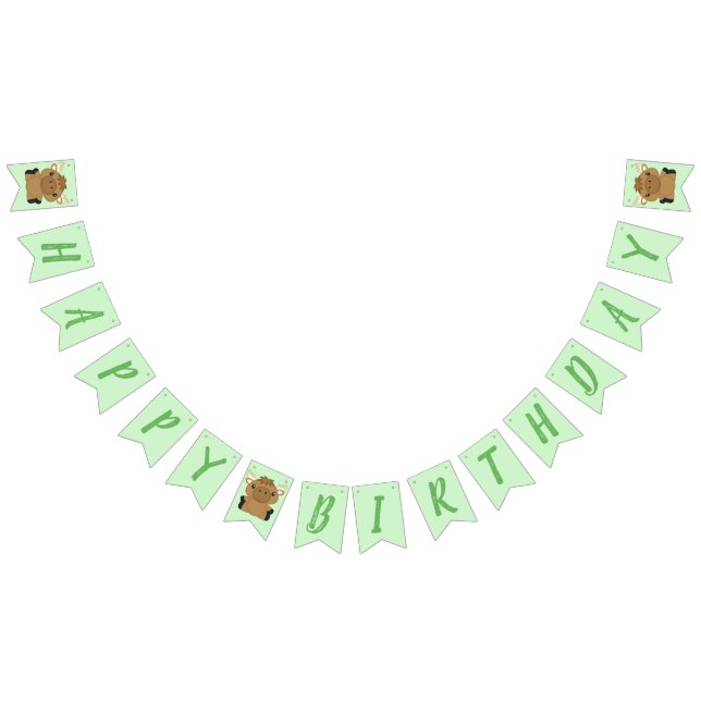 Bannière À Fanions Moose Birday Party Green (Tout)