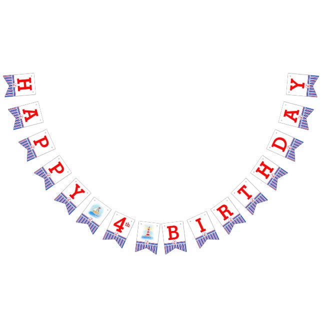 Bannière À Fanions Nautique Joyeux anniversaire enfants âge lapage (Tout)