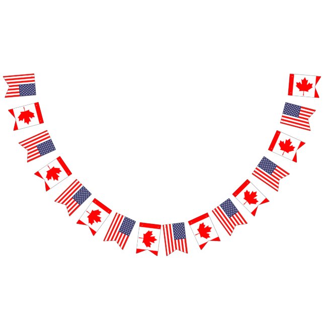 Bannière À Fanions Noce internationale américaine et canadienne (Tout)