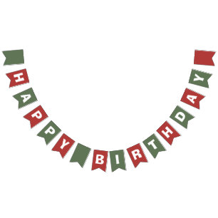 Bannière À Fanions Noël d'hiver rouge et vert Joyeux anniversaire