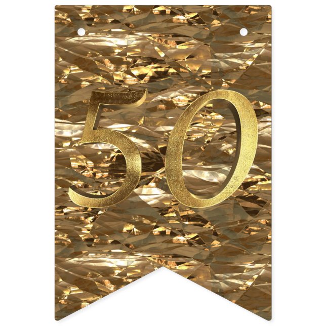 Bannière À Fanions Numéro 50 Mariage 50e Anniversaire Or (Premier drapeau)