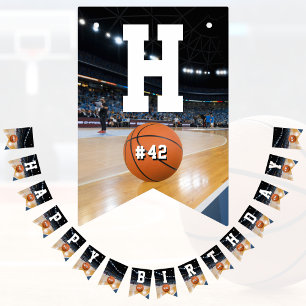 Bannière À Fanions Numéro d'équipe du terrain de basket Sports Joyeux