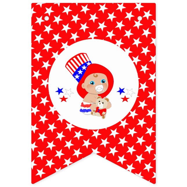 Bannière À Fanions Oncle patriotique Sam American Baby Personnalisé (Premier drapeau)