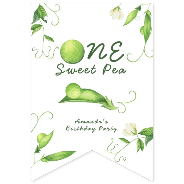 Bannière À Fanions One Sweet Pea First Birthday (Premier drapeau)