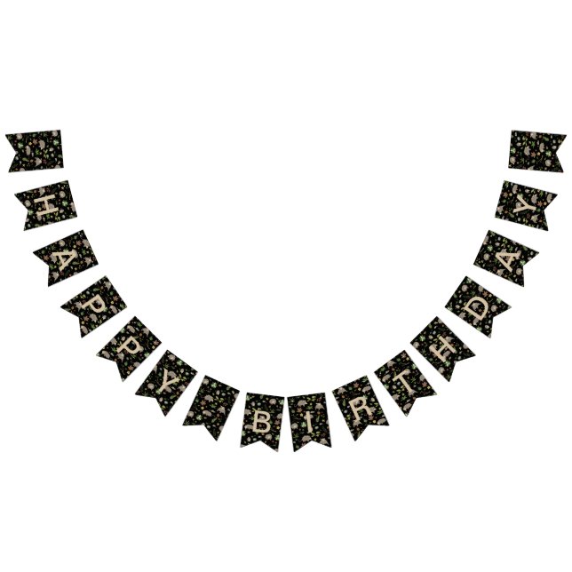 Bannière À Fanions Opossum dans un champ de Berry en noir (Tout)