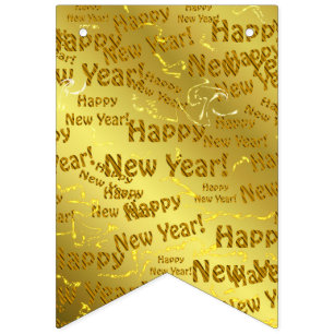 Bannière À Fanions or heureux new years text