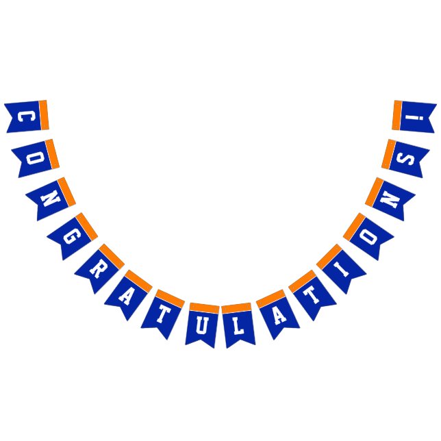 Bannière À Fanions Orange and Blue Félicitations Graduation (Tout)