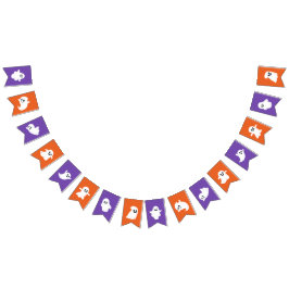 Bannière À Fanions Orange violet Joyeux Halloween mignon Fantôme