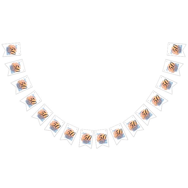 Bannière À Fanions Pale Peach Rose 50 et fabuleuse fête d'anniversair (Tout)