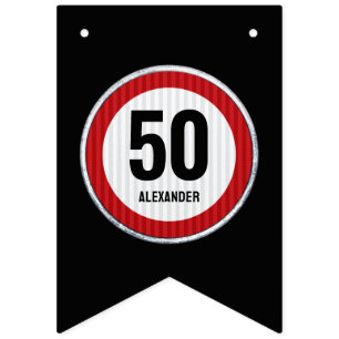 Bannière À Fanions Panneau de limitation de vitesse pour 50e annivers