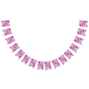 Bannière À Fanions Papillons Aquarelle Magenta Rose