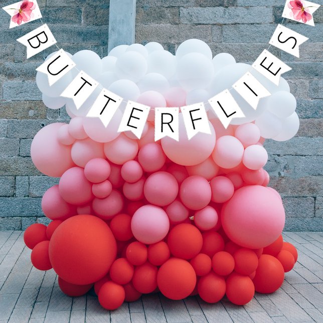 Bannière À Fanions Papillons Fête de Mariage Florale (Créateur téléchargé)