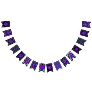Bannière À Fanions Parapluie violet & coeurs .7
