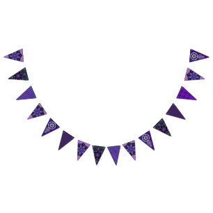 Bannière À Fanions Parapluie violet & coeurs .7