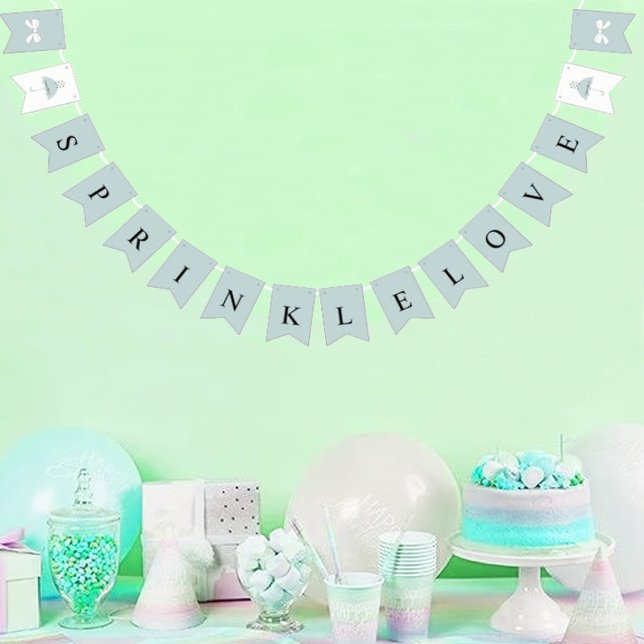 Bannière À Fanions Parsemer Little Love Blue Bridal Baby shower Party (Créateur téléchargé)