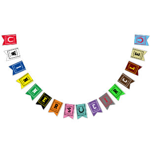 Bannière À Fanions Parti Derby coloré Cercle du gagnant personnalisé