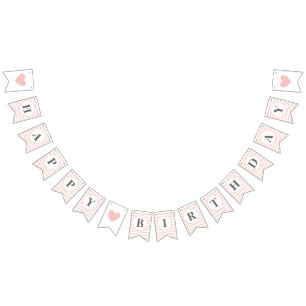 Bannière À Fanions Partie de fille blanche de rayure de rose de