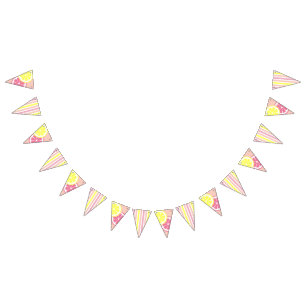 Bannière À Fanions Partie, jaune et rose roses de limonade