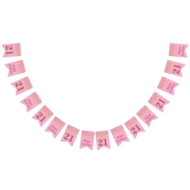 Bannière À Fanions Parties scintillant Chic Pink Gold Dridday (Tout)