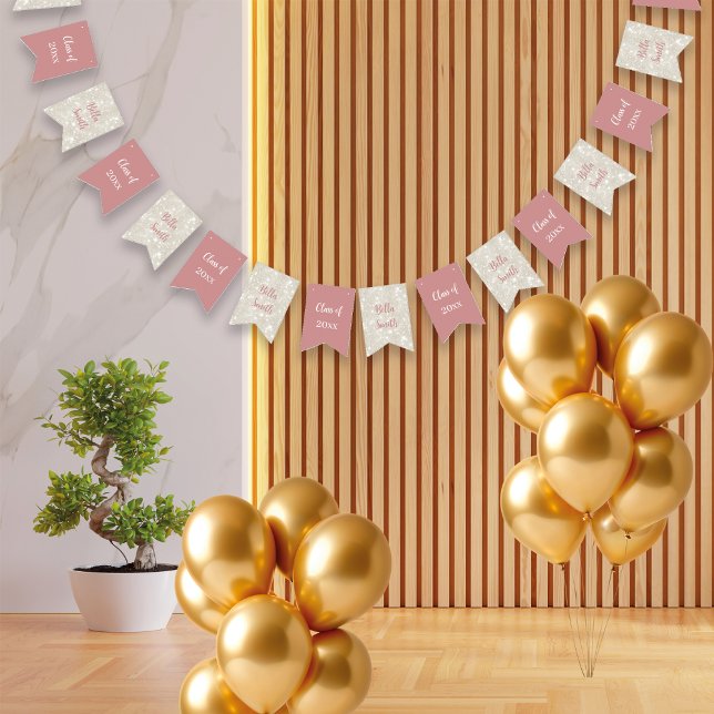 Bannière À Fanions Parties scintillant moderne Dusty Pink Graduation (Créateur téléchargé)