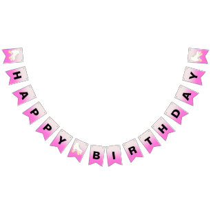 Bannière À Fanions Patinage à rouleaux rose Ombre Joyeux anniversaire