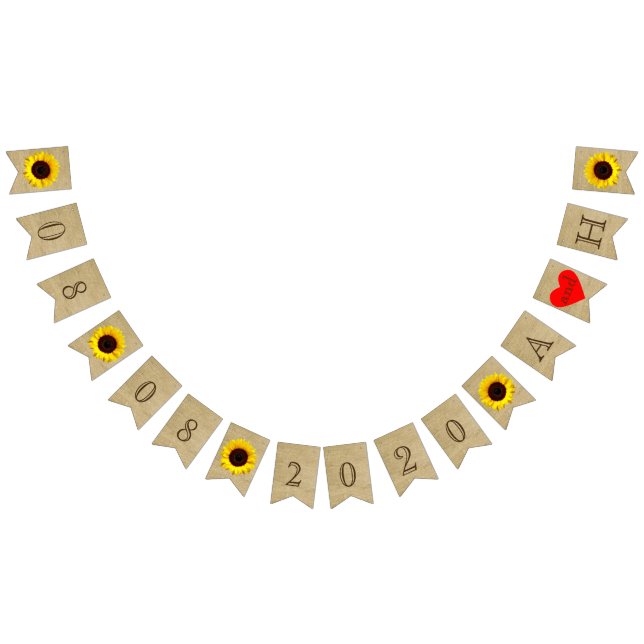 Bannière À Fanions Pays Barne Sunflowers Mariage Date (Tout)