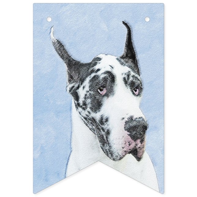 Bannière À Fanions Peinture de Great Dane (Arlequin) - Art original d (Premier drapeau)