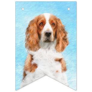 Bannière À Fanions Peinture d'espagnol Welsh Springer - Art original