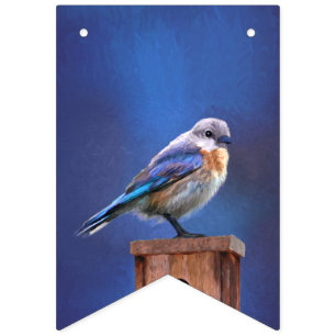Bannière À Fanions Peinture (femelle) d'oiseau bleu - art original