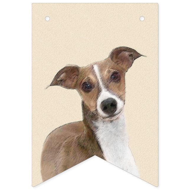 Bannière À Fanions Peinture italienne Greyhound - Cute Original Chien (Premier drapeau)