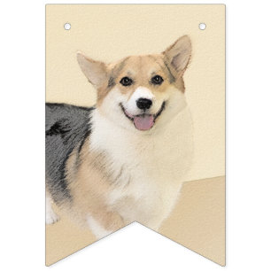 Bannière À Fanions Pembroke Welsh Corgi Peinture - Art Chien original