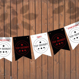 Bannière À Fanions Personnalisé Top Secret Party