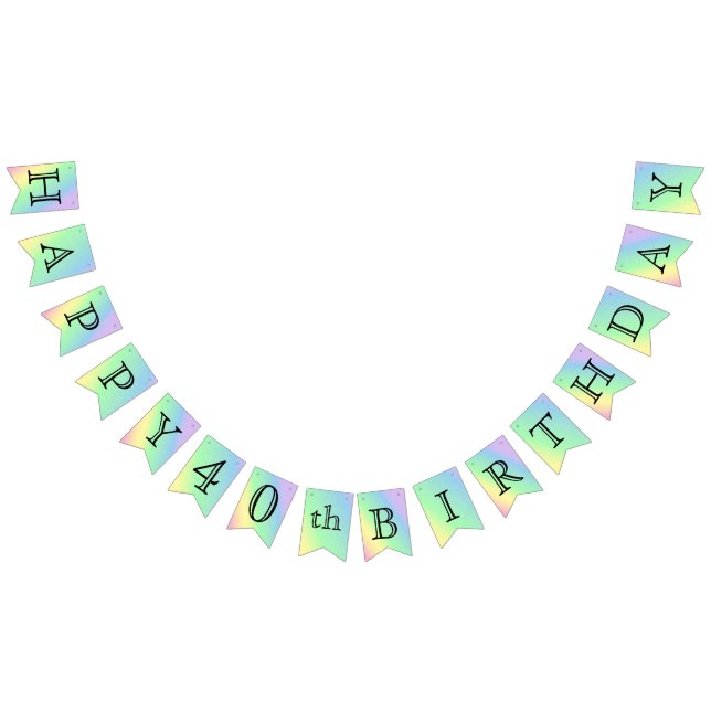 Bannière À Fanions Personnaliser Anniversaire - Pastel Rainbow (Tout)