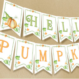 Bannière À Fanions Petit Citrouille Automne Baby shower neutre selon 