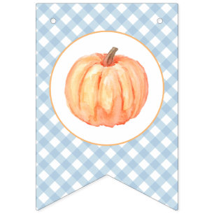 Bannière À Fanions Petit Citrouille bleu clair plaid premier annivers