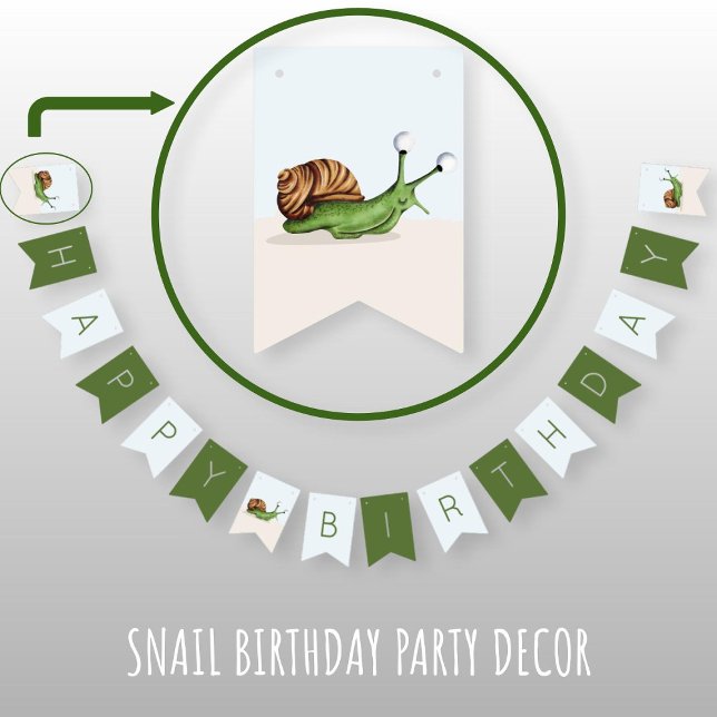 Bannière À Fanions Petit Jardin Snail Enfants Joyeux anniversaire (Créateur téléchargé)