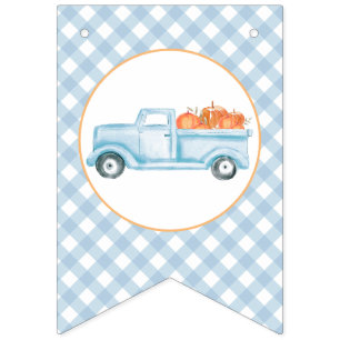 Bannière À Fanions Petite citrouille camion bleu clair premier annive