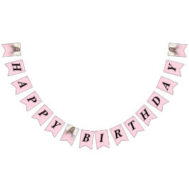 Bannière À Fanions Photo Blush Pink Gradient Joyeux anniversaire