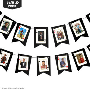 Bannière À Fanions Photo Bunting personnalisé, Casino Poker personnal