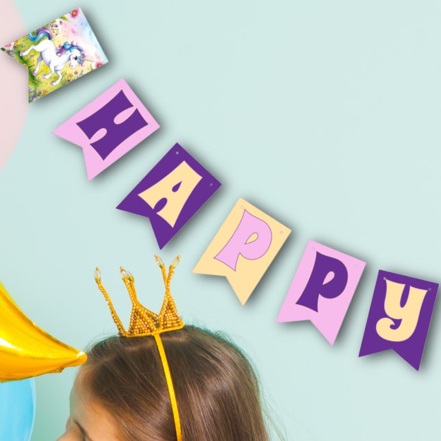 Bannière À Fanions Photo d'anniversaire sur mesure du Pastel magique (Créateur téléchargé)
