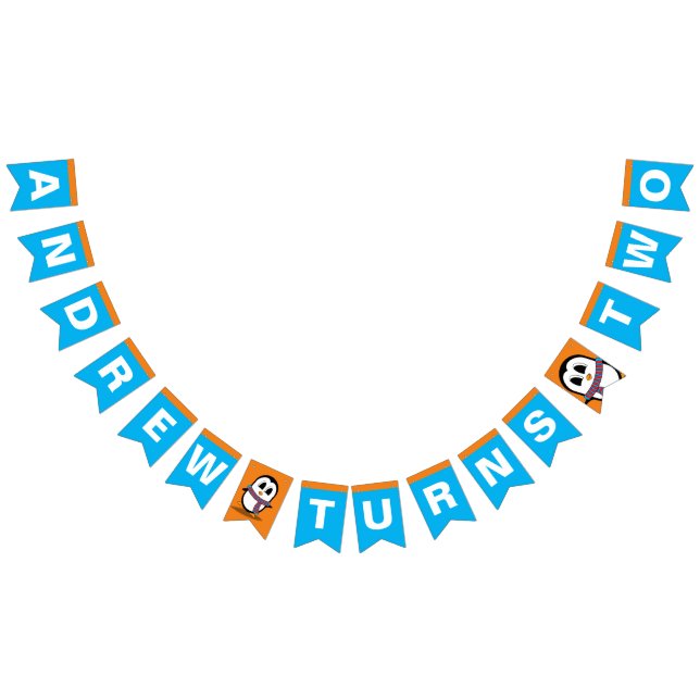 Bannière À Fanions Pingouin mignon drapeaux/banderole d'anniversaire (Tout)